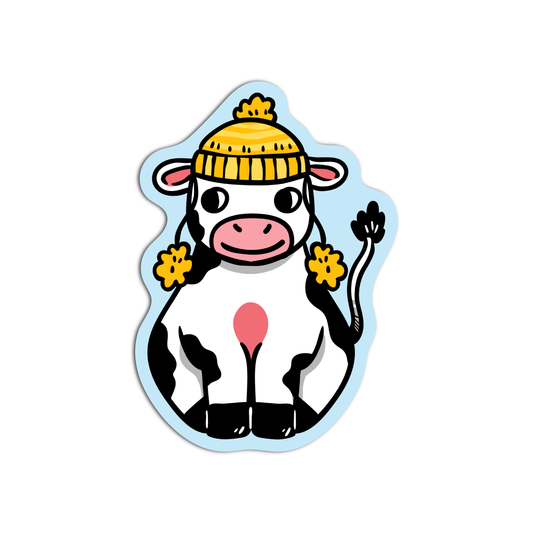 Cow with Beanie Sticker