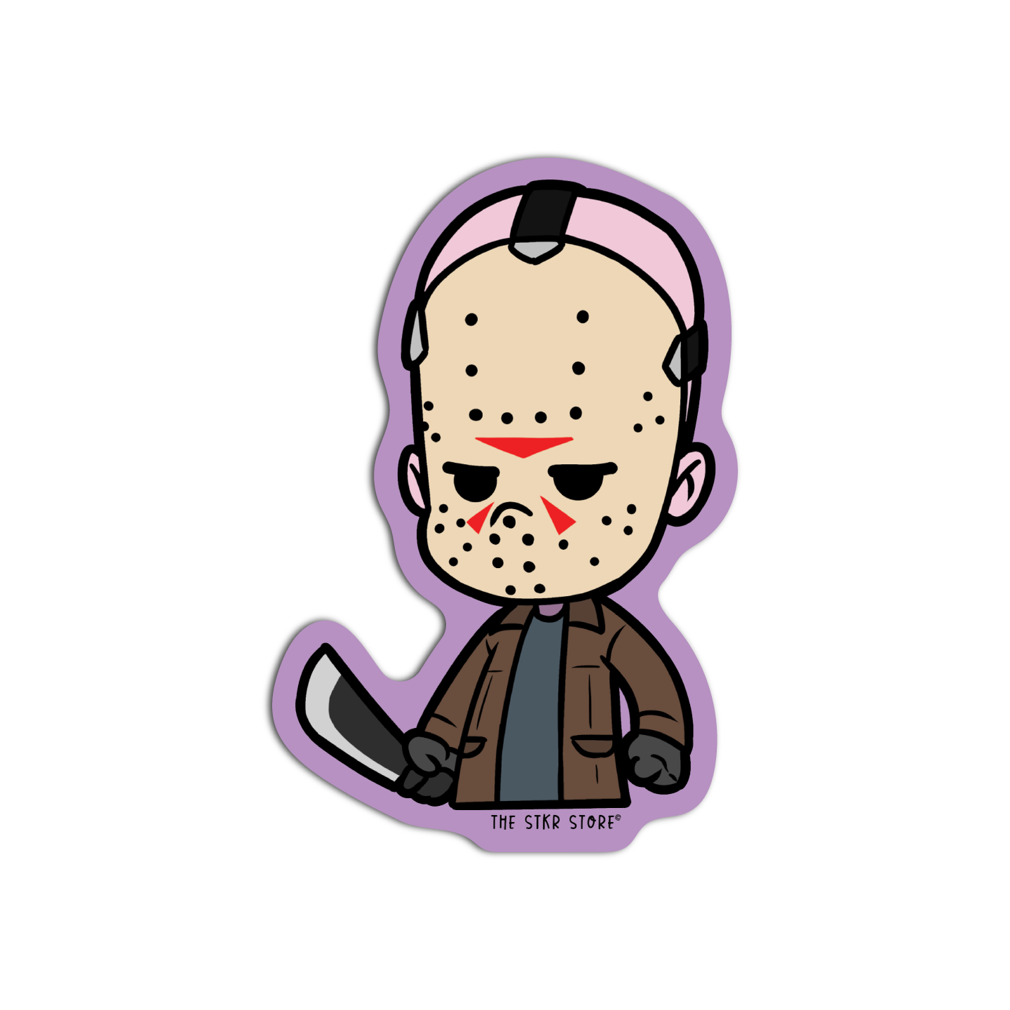 Hockey Masked Man with a Knife Horror Sticker