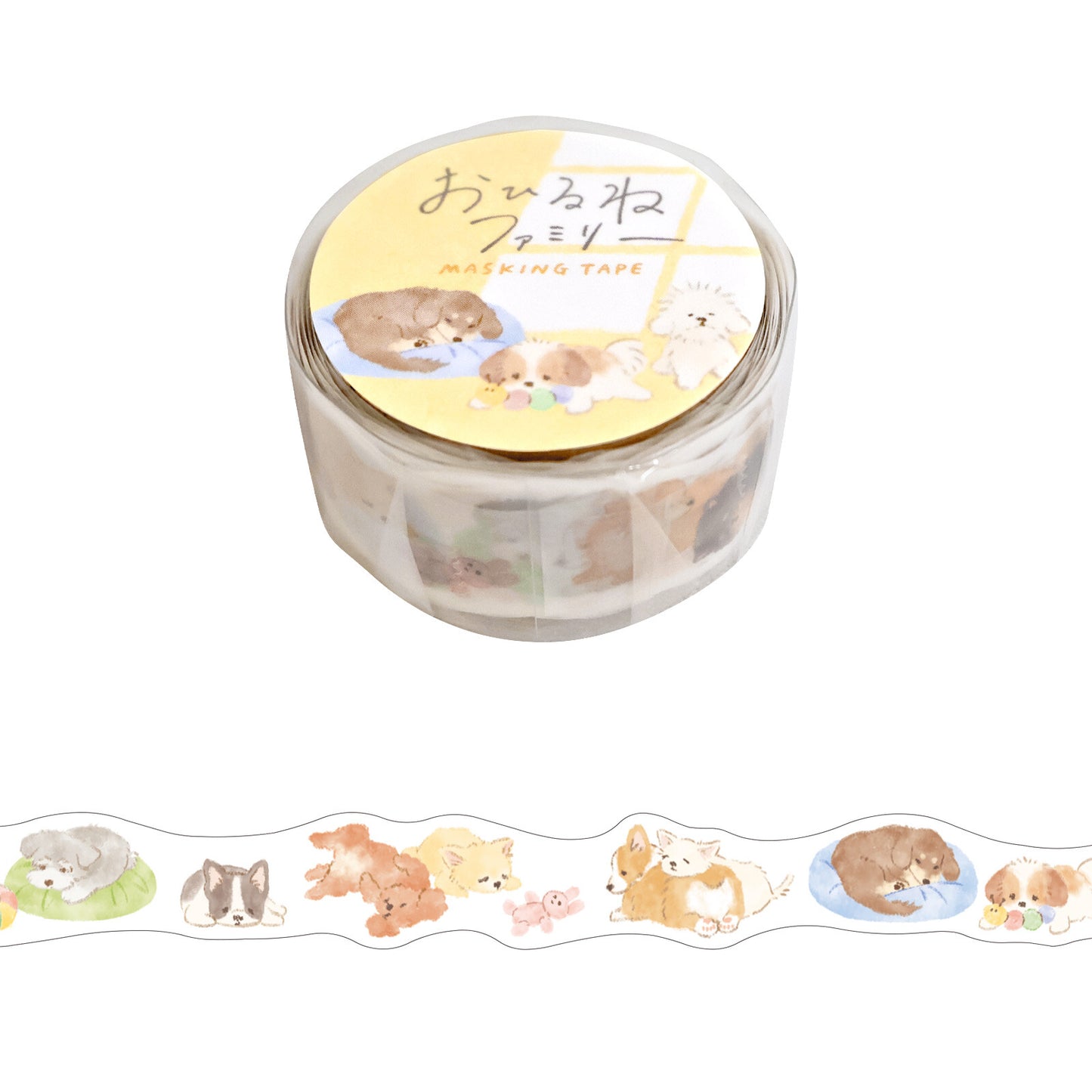 Roll of decorative tape with animal illustrations on a white background
