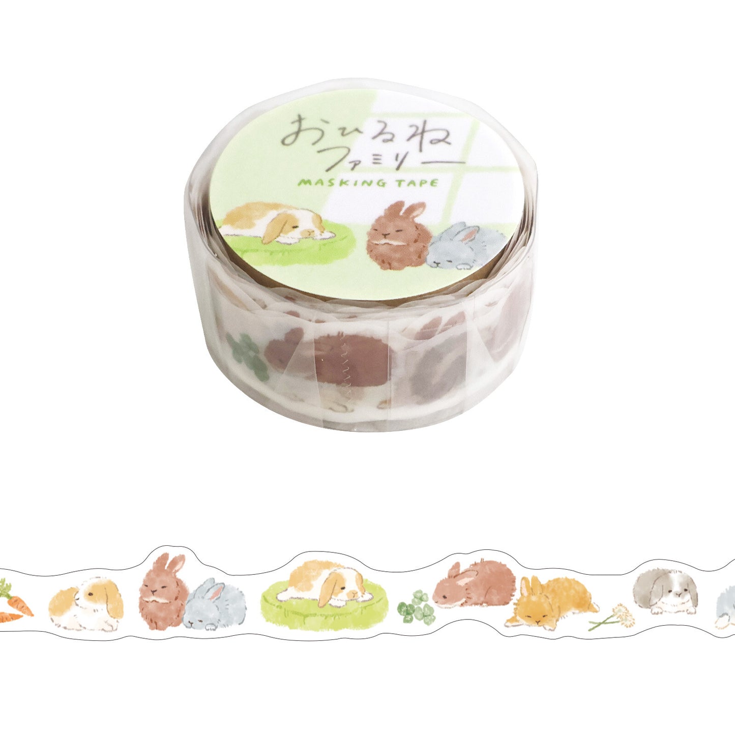 Masking tape with cartoon animal design on a white background