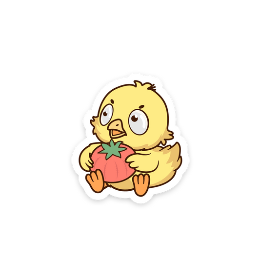 Chick with Tomato Pincushion - Sewing Animals Stickers - The Stkr Store