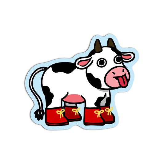 Cow with Red Boots Sticker