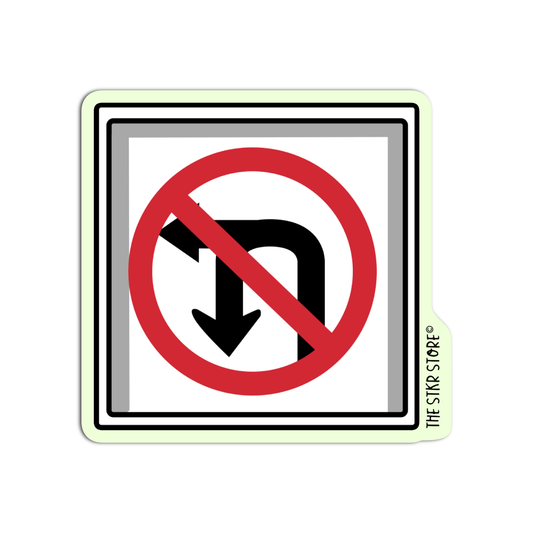 No Left No U-Turn Road Sign Sticker