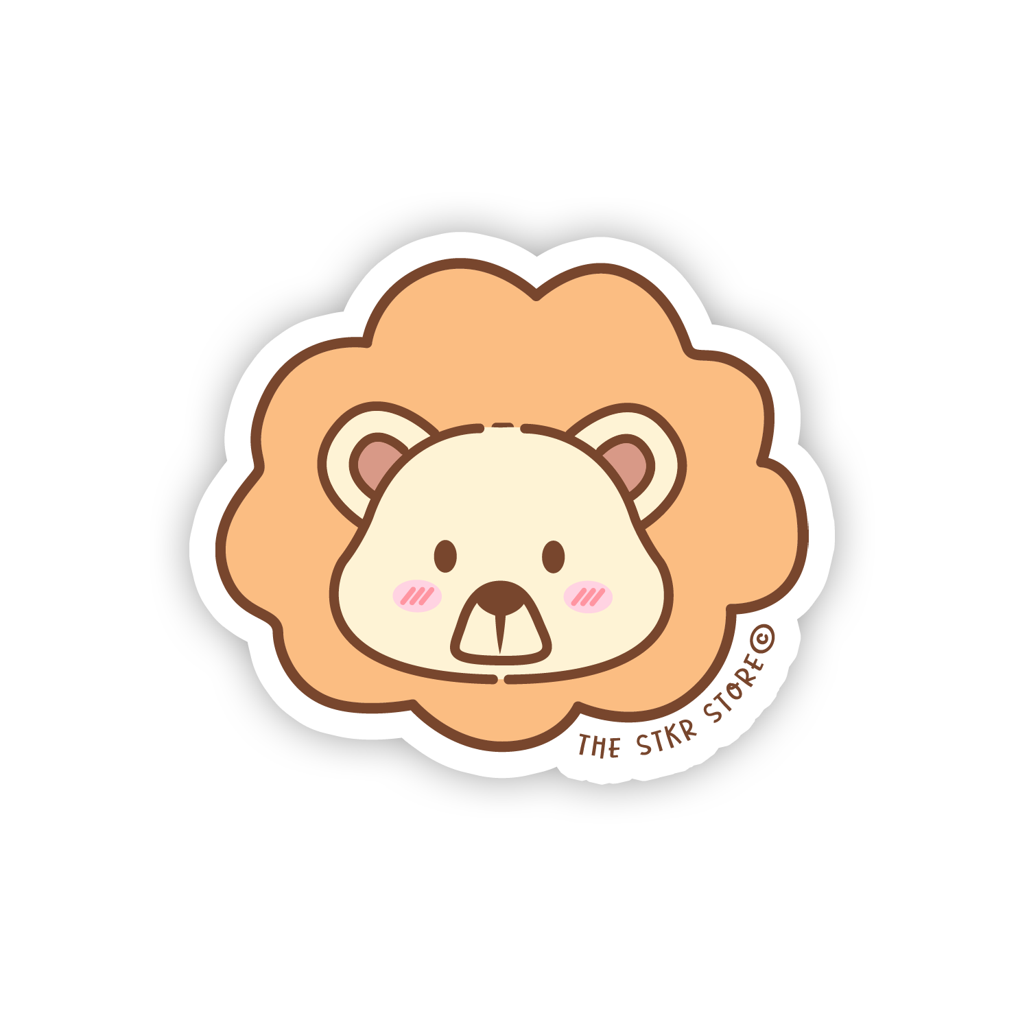 Fluffy Lion - Cute Animals Face Sticker - The Stkr Store