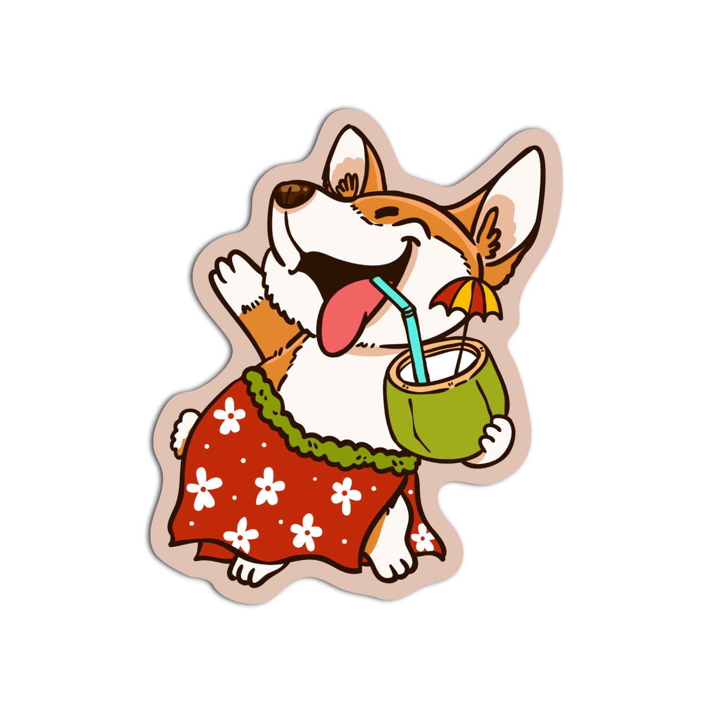 Summer Corgi Hetero Sticker