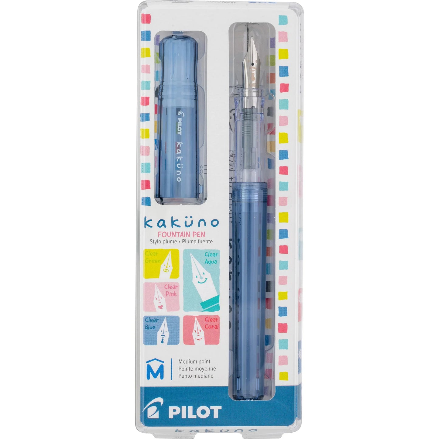 Pilot Kakuno Fountain Pen Translucent Blue Medium Nib