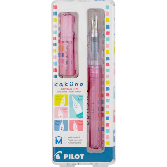 Pilot Kakuno Fountain Pen Translucent Pink Medium Nib