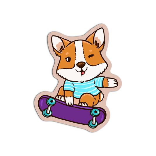 Corgi Skate Sticker