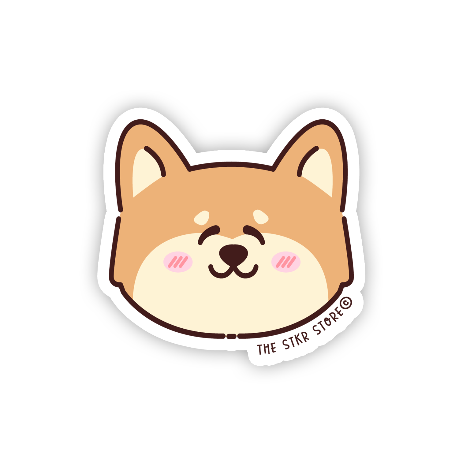 Smiling Shiba - Cute Animals Face Sticker - The Stkr Store