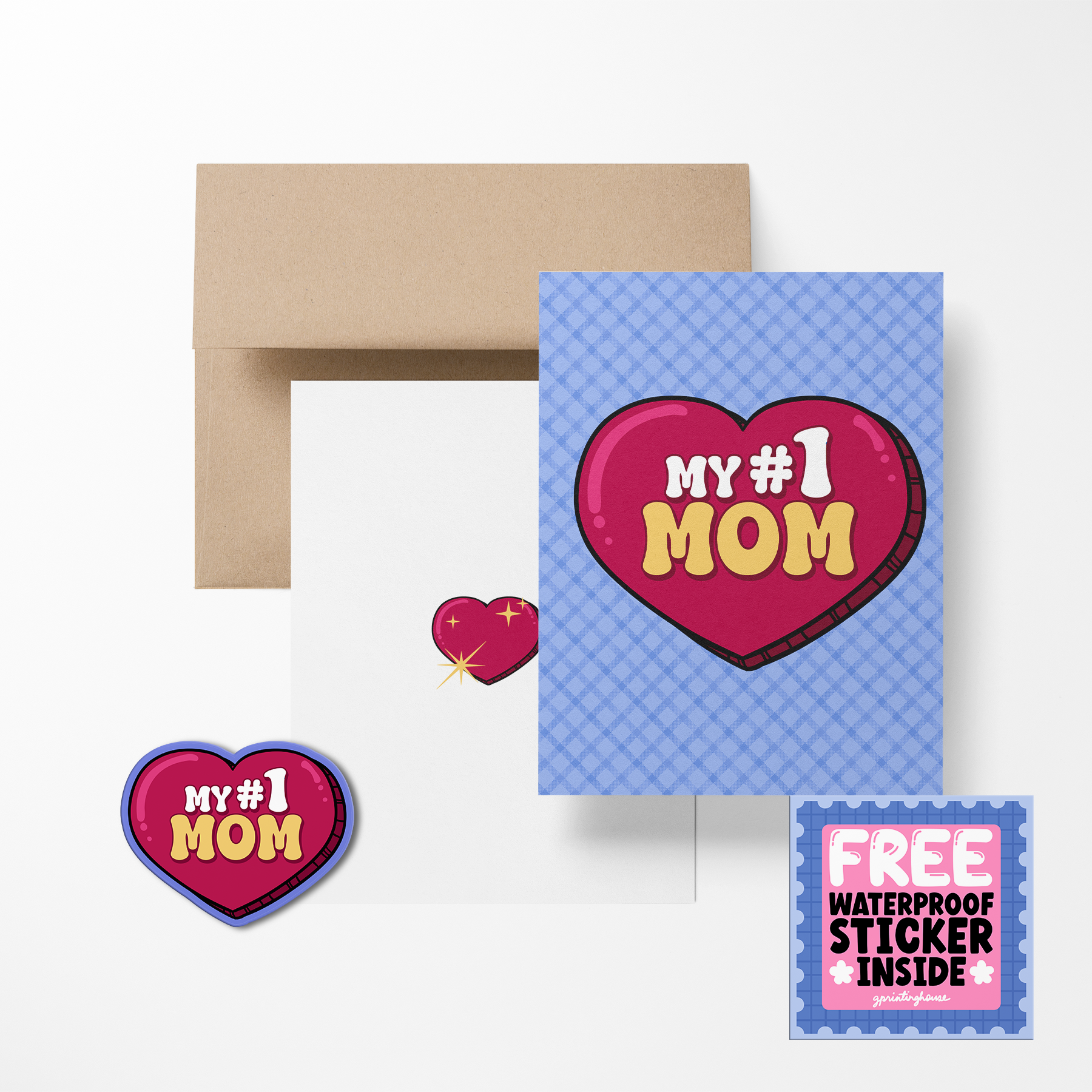My #1 Mom Greeting Card with Sticker