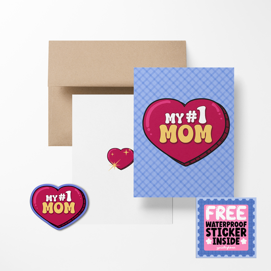 My #1 Mom Mother's Day Greeting Card with Sticker