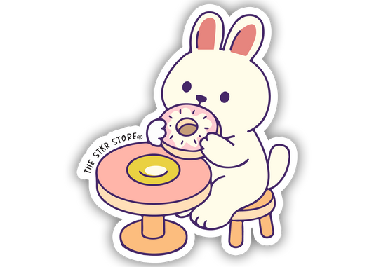 Donut-Eating Bunny - Cute Baking Animal Sticker