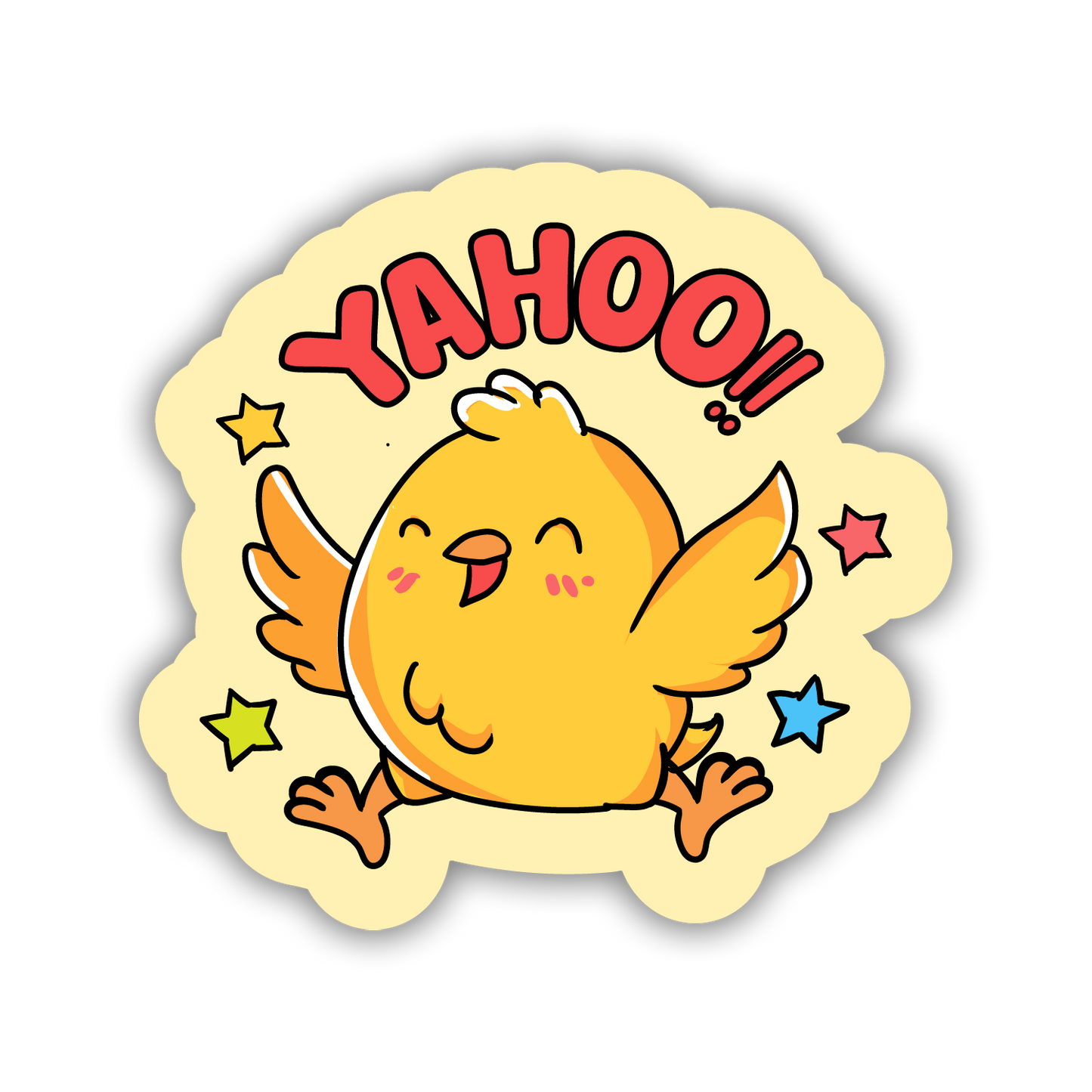 Cartoon character with 'YAHOO!' text on a yellow background