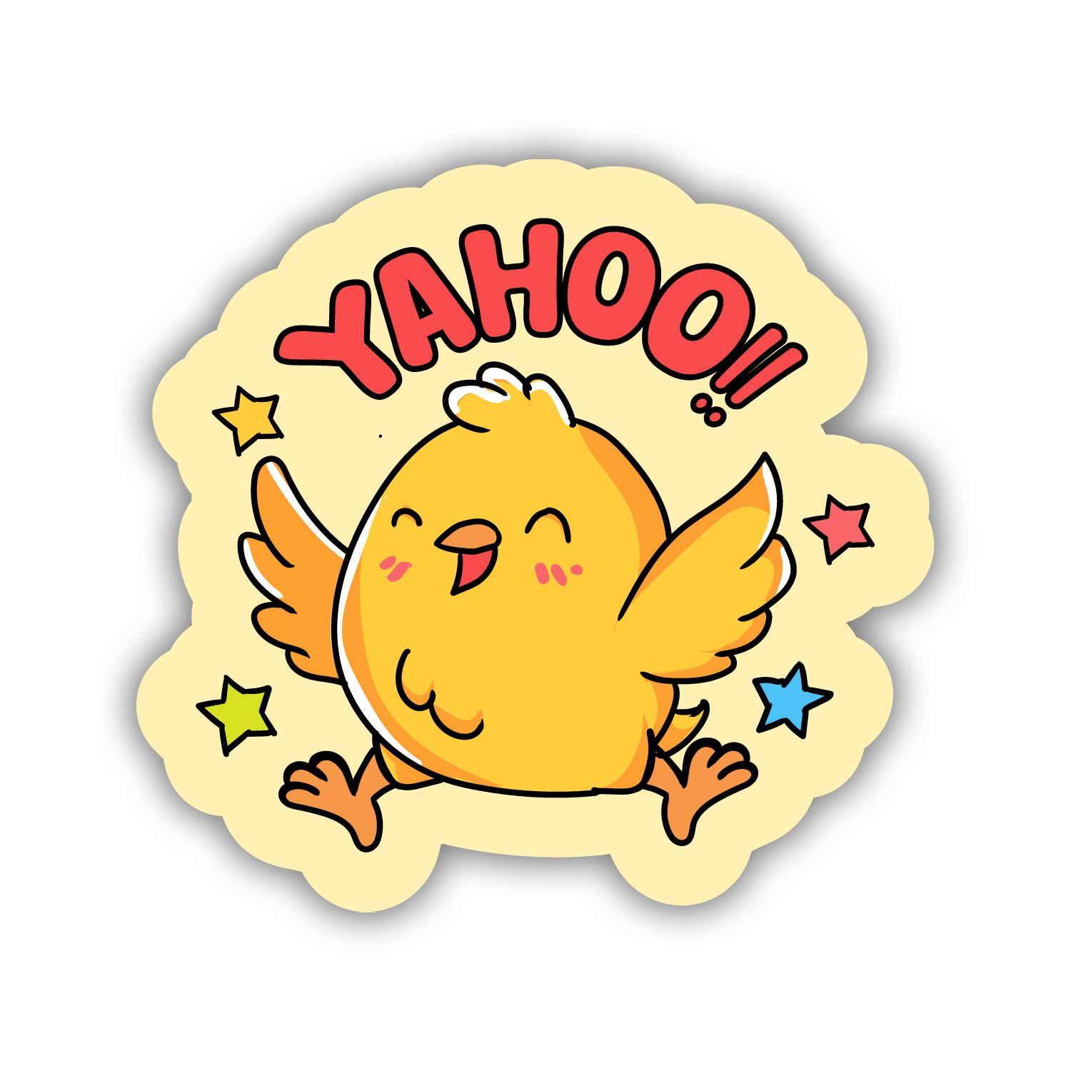 Cartoon character with 'YAHOO!' text on a yellow background