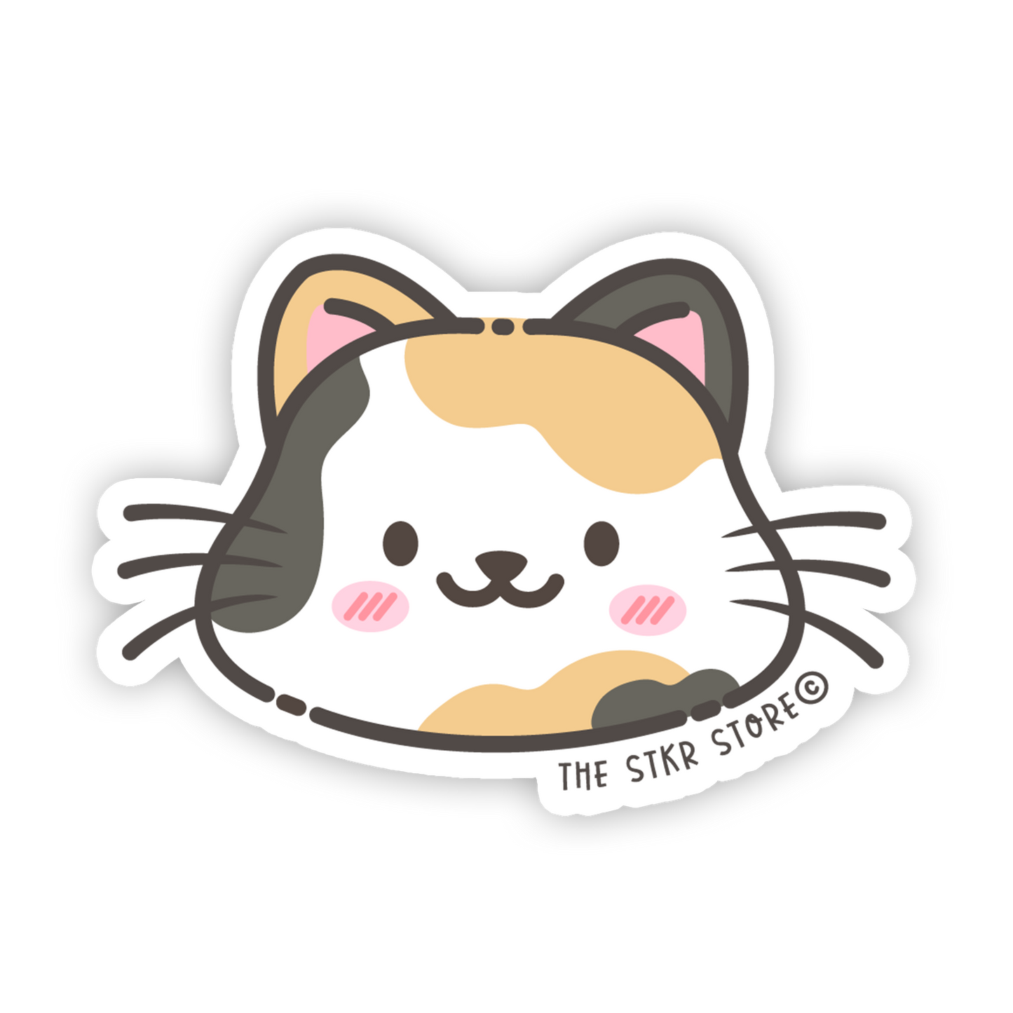 Calico Cat Face - Cute Animals Face Sticker - The Stkr Store