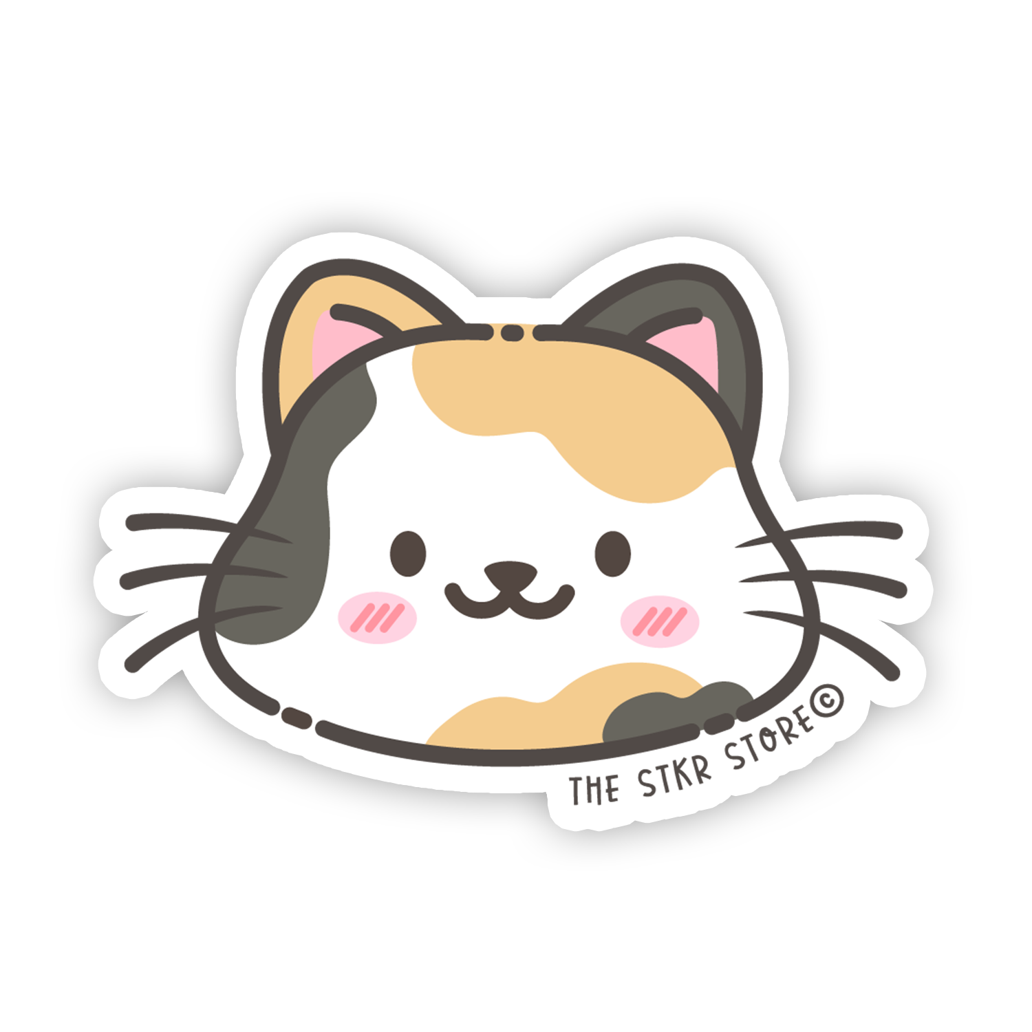 Calico Cat Face - Cute Animals Face Sticker - The Stkr Store