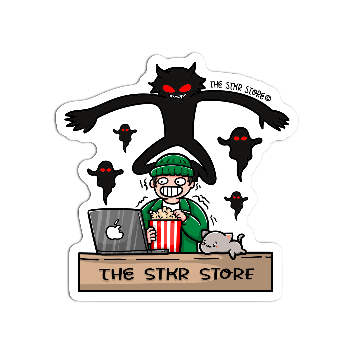 Tall watching Horror Movies Sticker