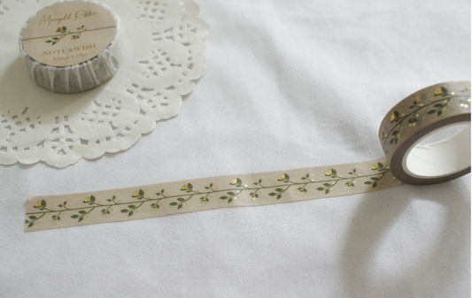 Decorative tape with floral pattern on a white surface