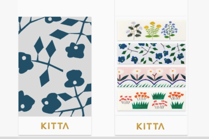 Two KITTA patterned products with floral designs on a white background