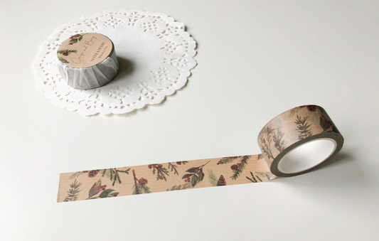 Decorative tape with nature-themed design on a white surface