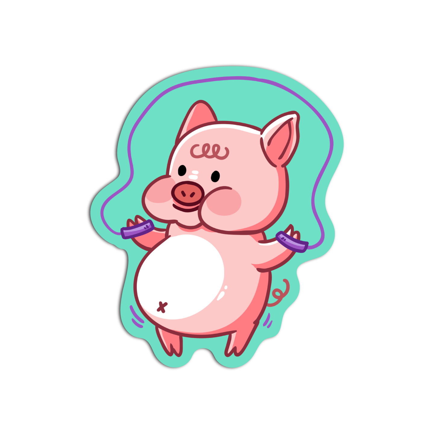 Pig Jumping Rope Cute Pigs Sticker