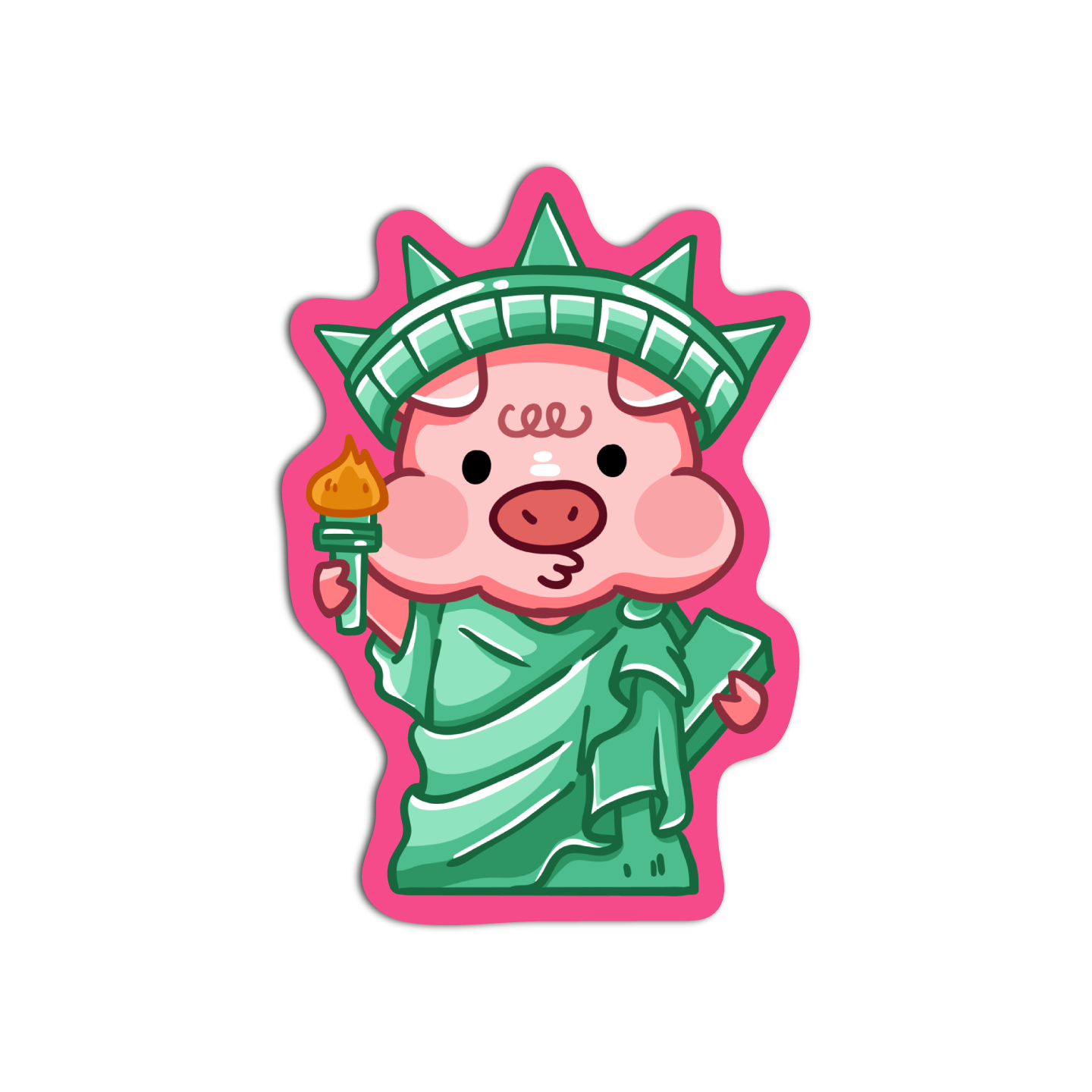 Pig Statue of Liberty Cute Pigs Sticker