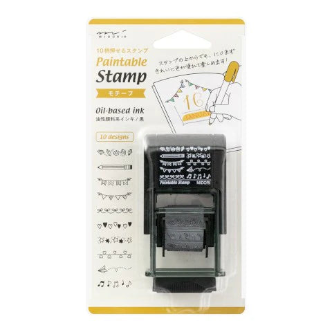 Paintable stamp with oil-based ink on packaging