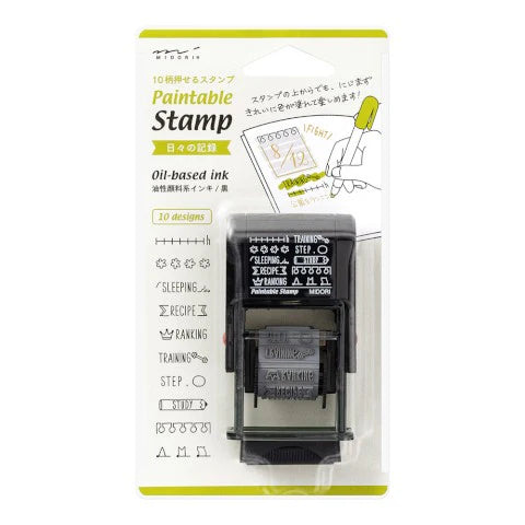 Paintable stamp with oil-based ink on packaging