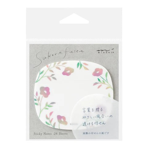 Pack of sticky notes with floral design on a white background