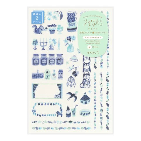 Yuru Log Decoration Sticker 2 Sheet Blue Nordic - The Stkr Store