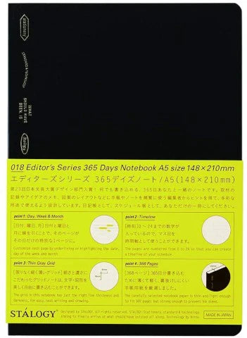 Black notebook with yellow label on a black background