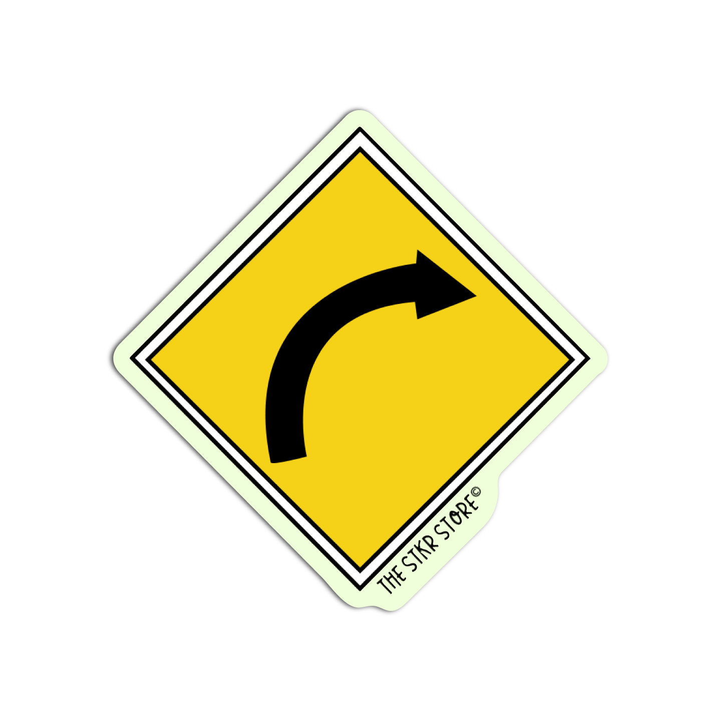 Curve between 15 and 90 degrees, to right Road Sign Sticker