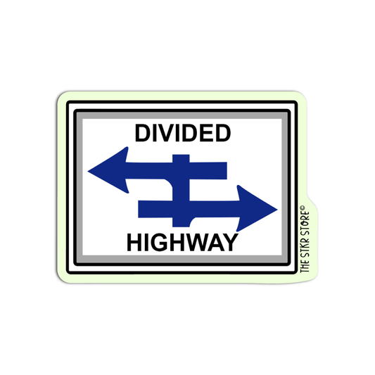 Divided Highway Crossing Road Sign Sticker