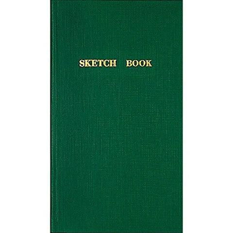 Green sketchbook with 'SKETCH BOOK' text in gold on a white background
