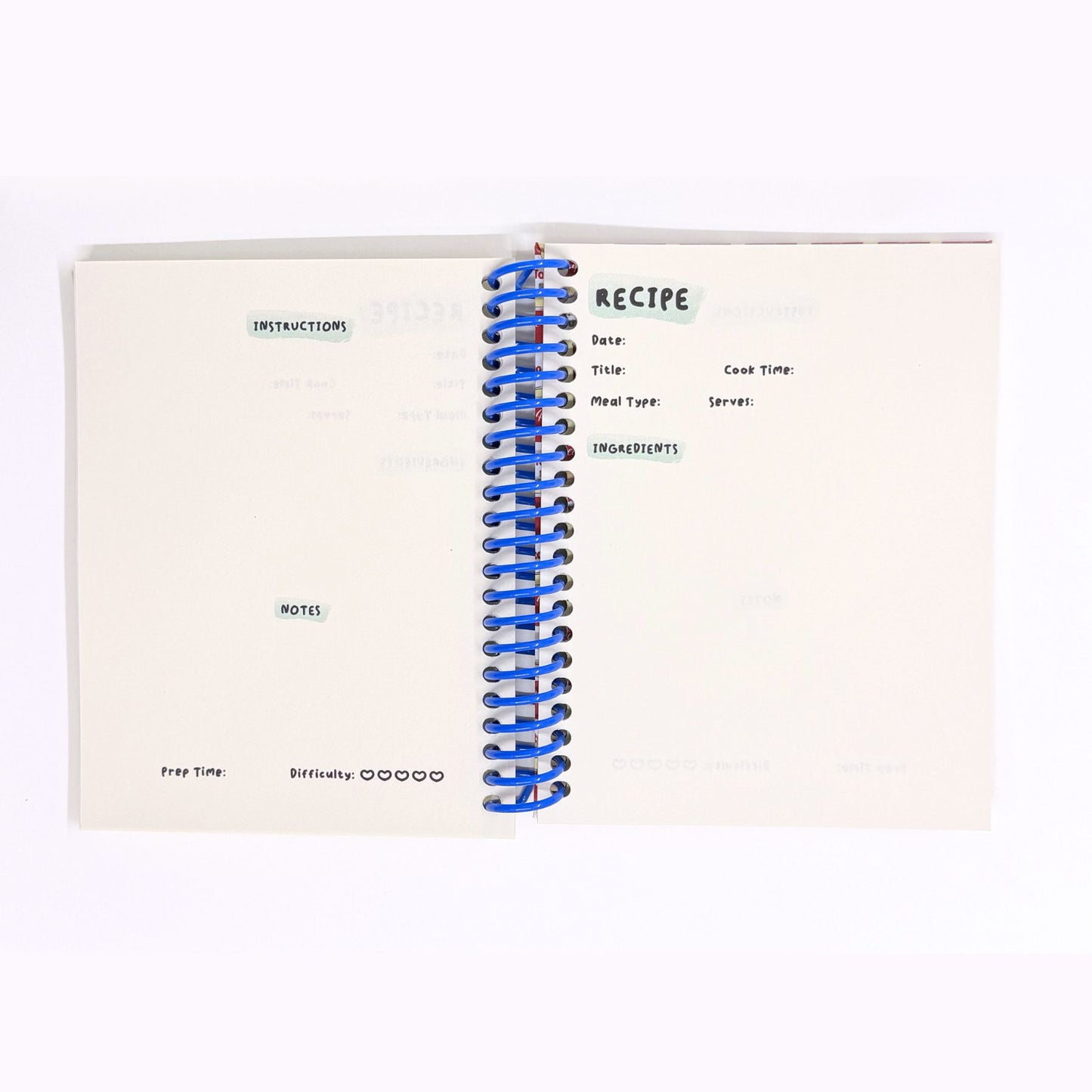 Notebook with a spiral binding on a white background