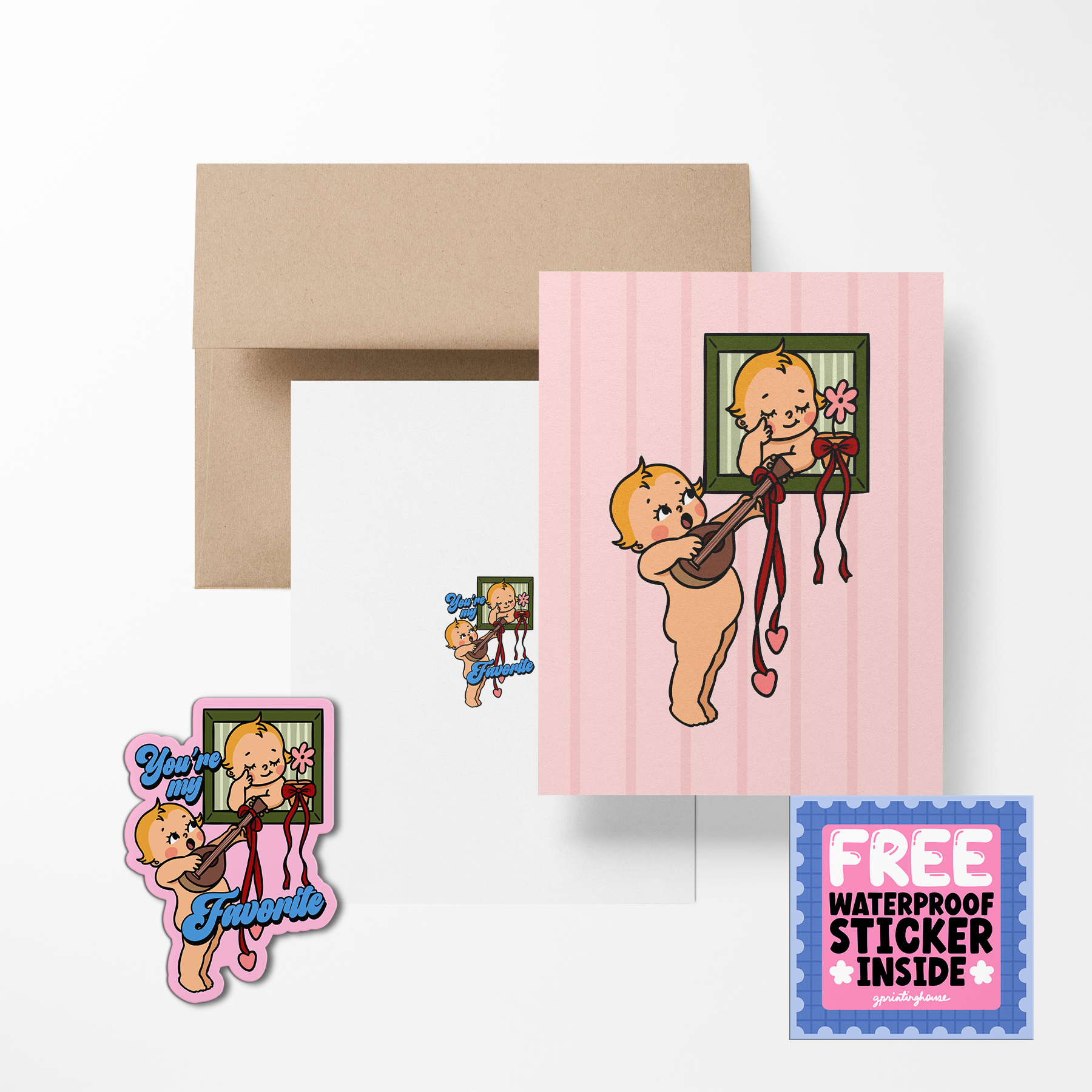 Retro Baby Valentine Greeting Cards - The Stkr Store