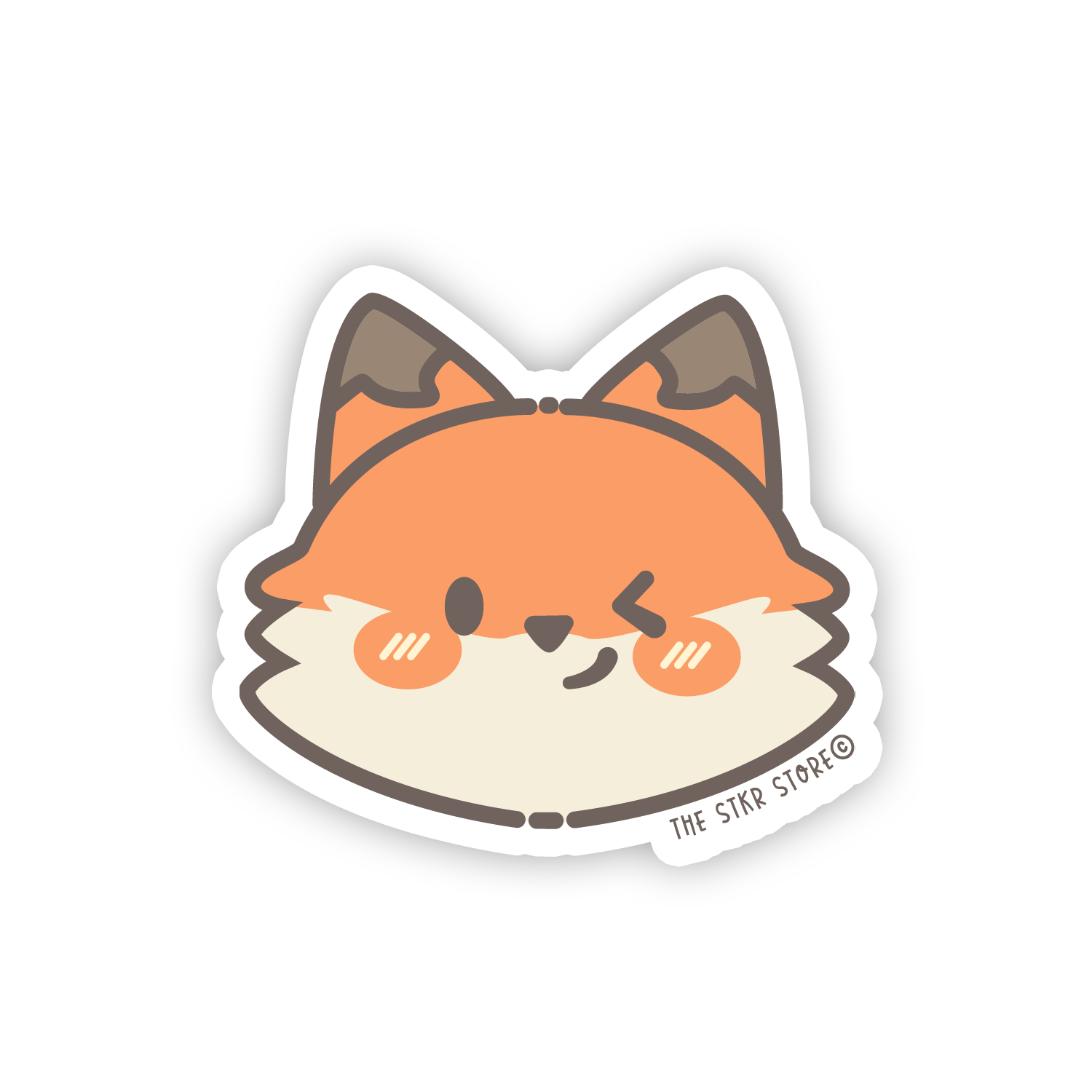 Winking Fox Face - Cute Animals Face Sticker - The Stkr Store