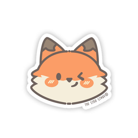 Winking Fox Face - Cute Animals Face Sticker
