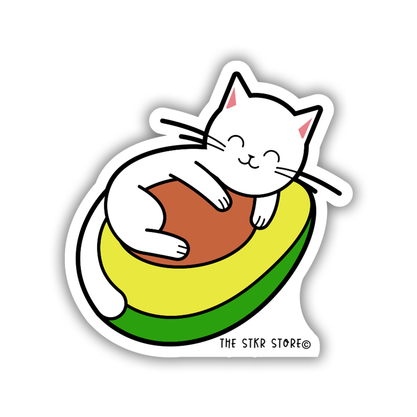 Avocado Nap Cat - Cat Playing Fruits Sticker - The Stkr Store