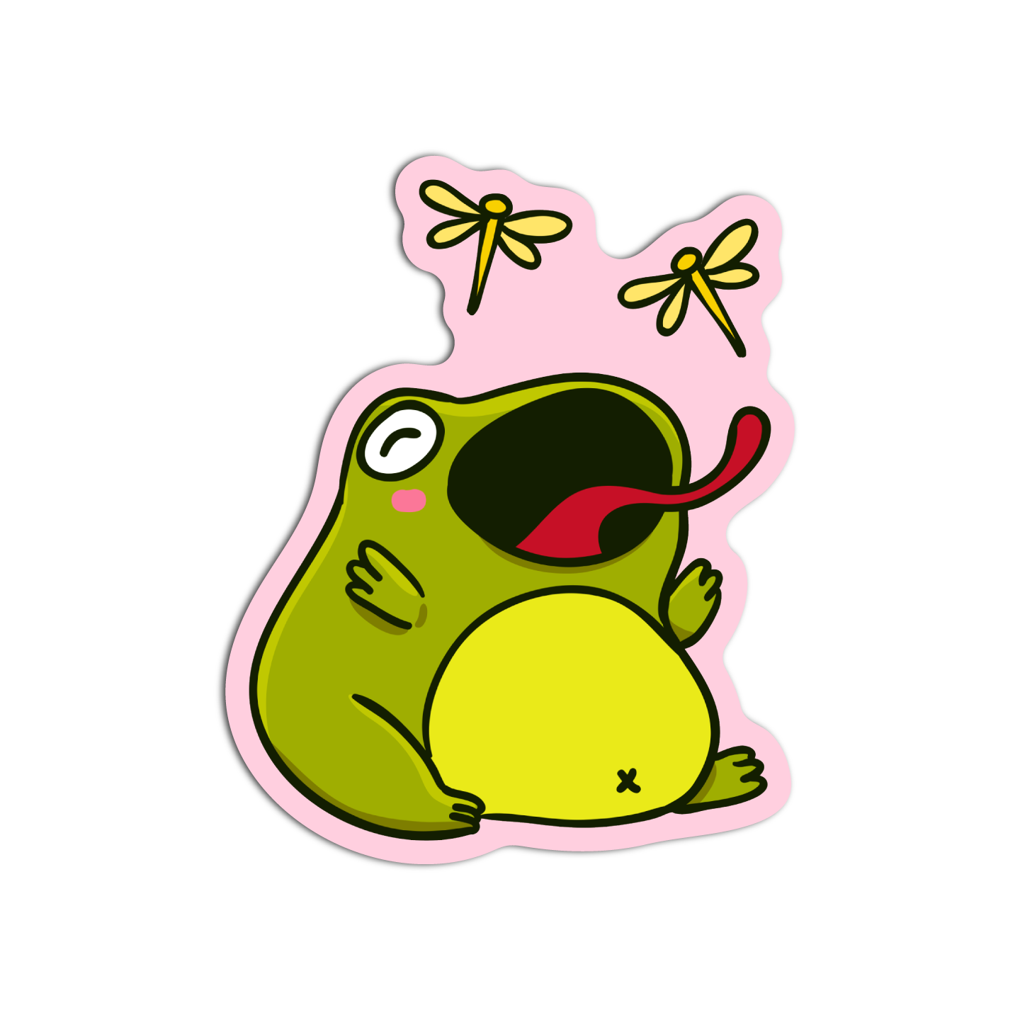 Froggie with Dragonflies Hetero Sticker