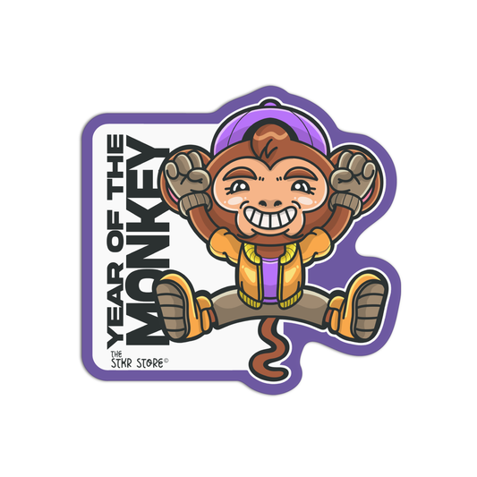 Year of the Monkey Zodiac Sign Cyberpunk Sticker