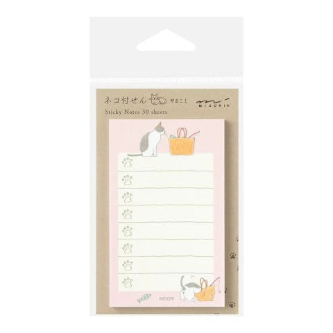 Cat-themed sticky notes with illustrations on a white background