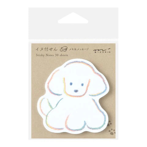 Pack of sticky notes with a dog illustration on a beige background