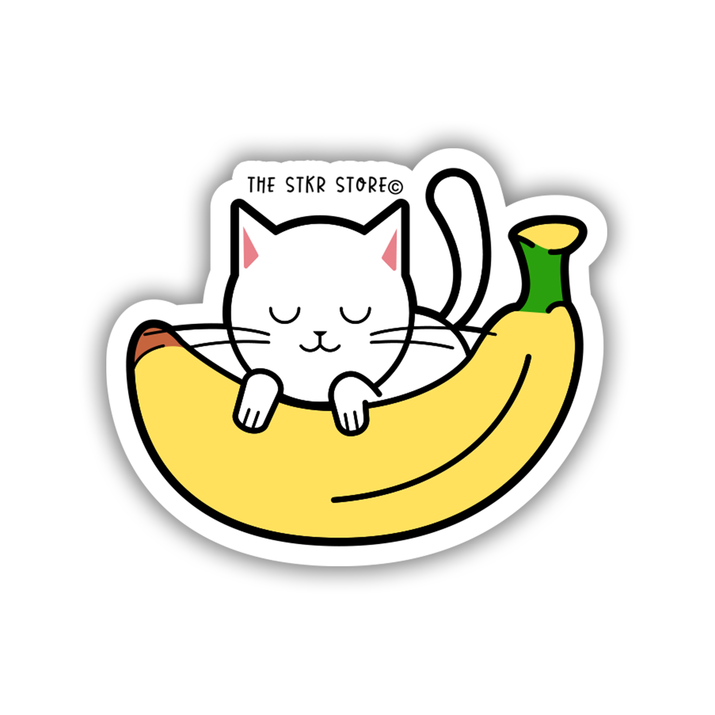 Banana Boat Cat - Cat Playing Fruits Sticker