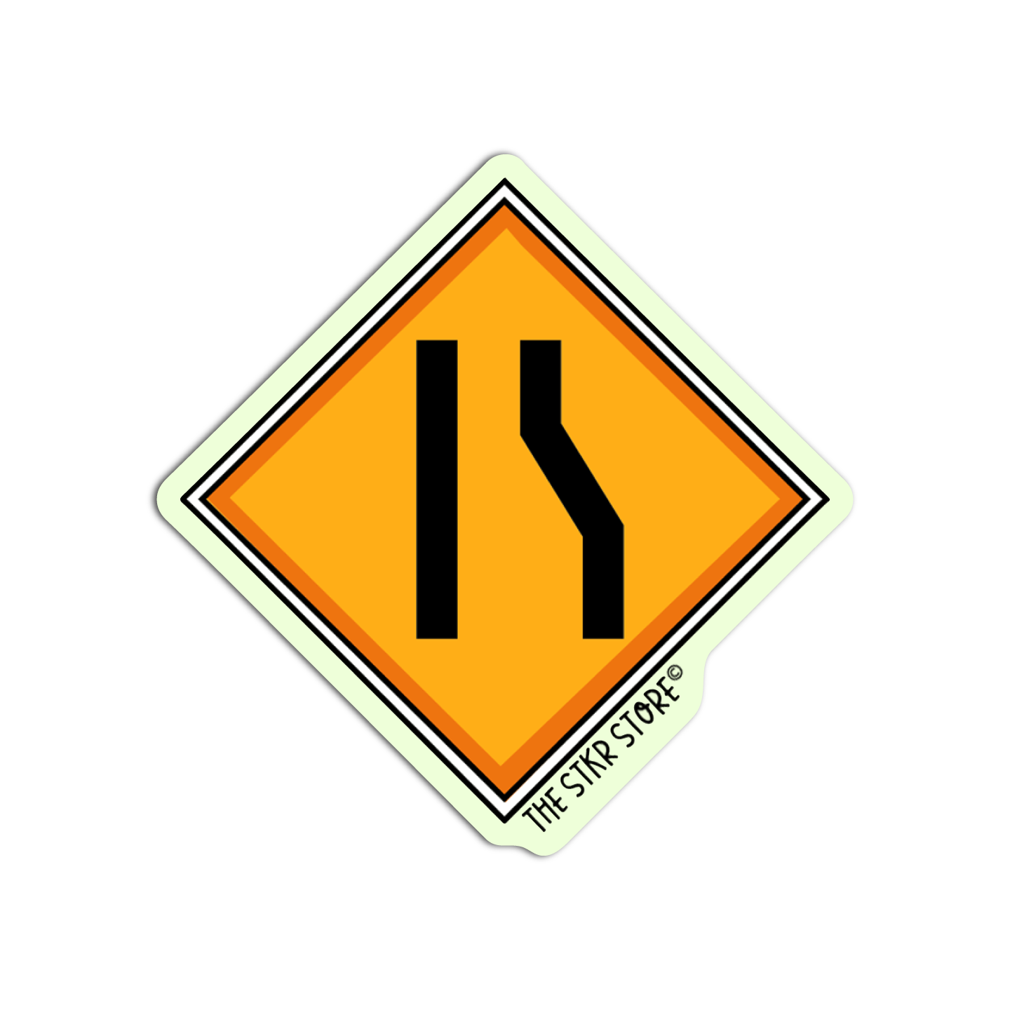 Road Narrows on the Right Road Sign Sticker