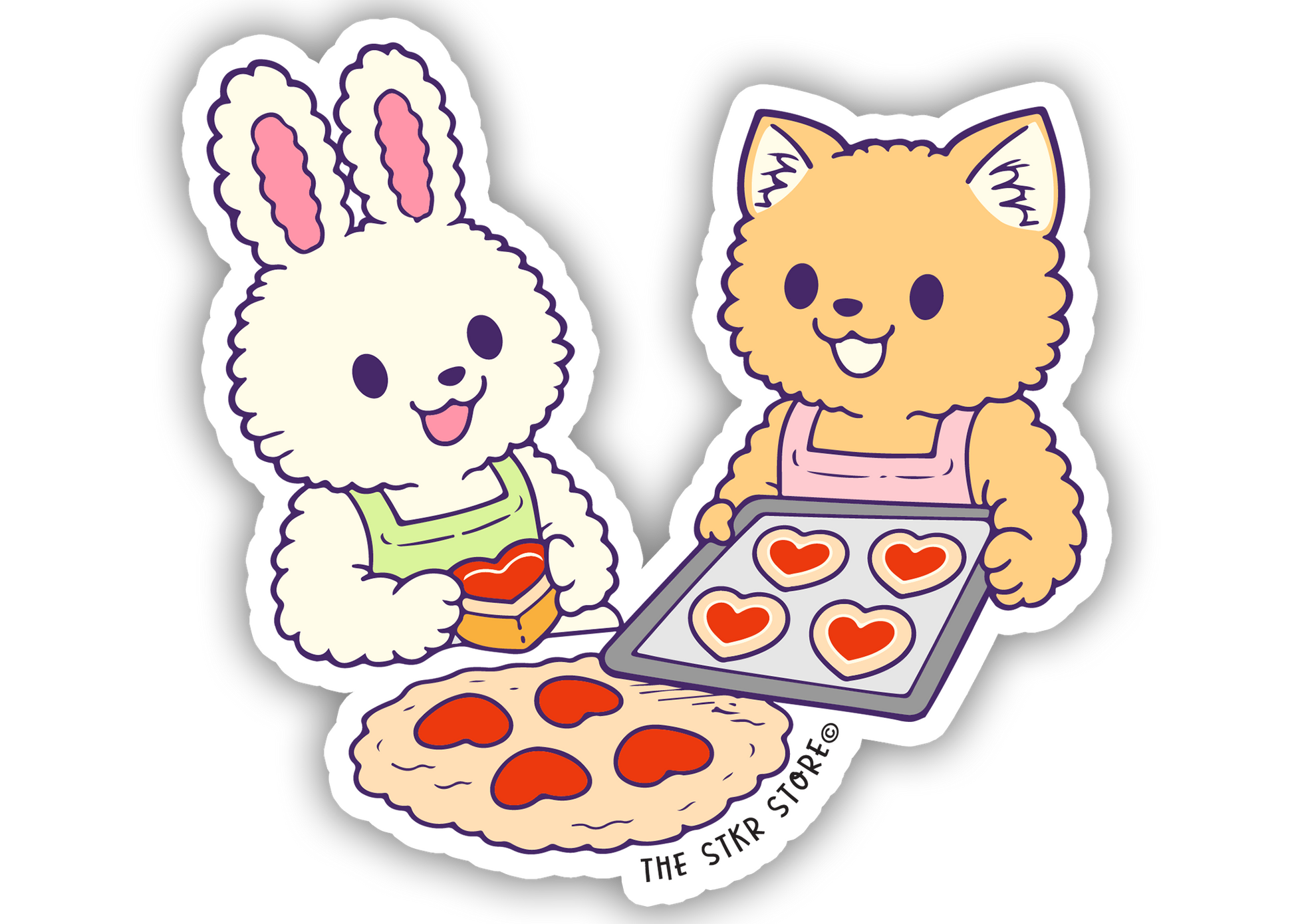 Heart Cookie Bakers - Cute Baking Animal Sticker - The Stkr Store