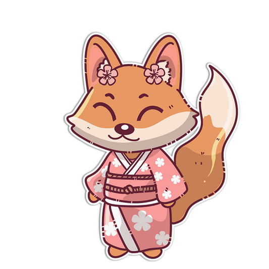 Fox Cherry Blossom Sticker