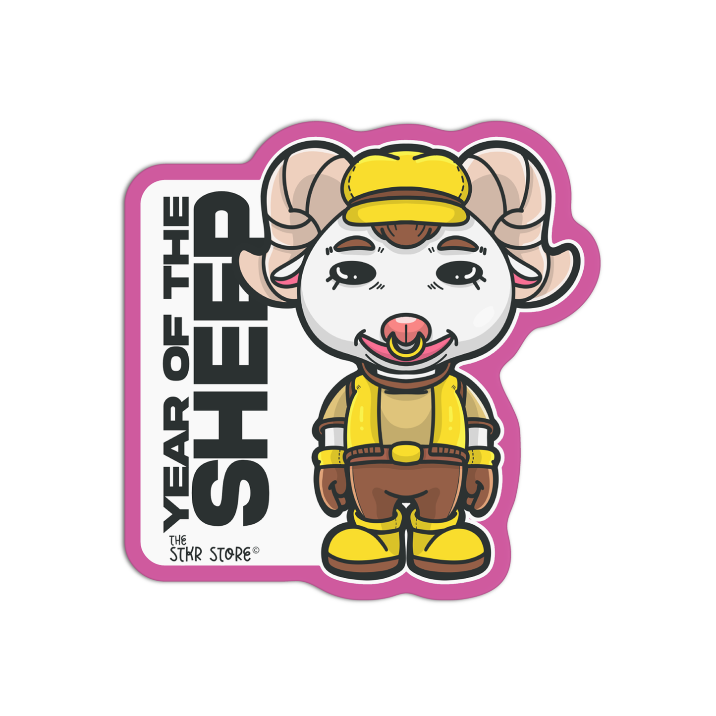 Year of the Sheep Zodiac Sign Cyberpunk Sticker