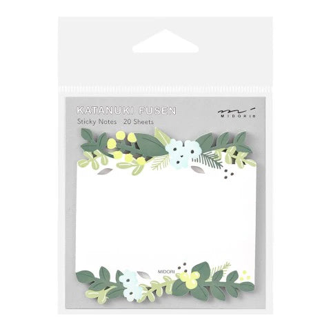 Floral sticky notes packaging with 'Katanuki Fusen' branding on a white background