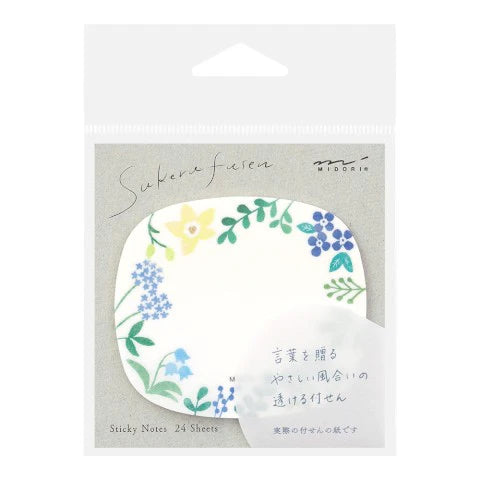 Floral sticky notes with packaging on a white background